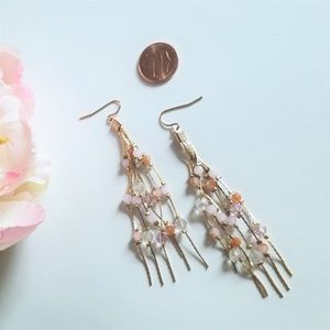 jm Jewelry - Gold And Pink Dangle Earrings jm Jewelry - Gold And Pink Dangle Earrings